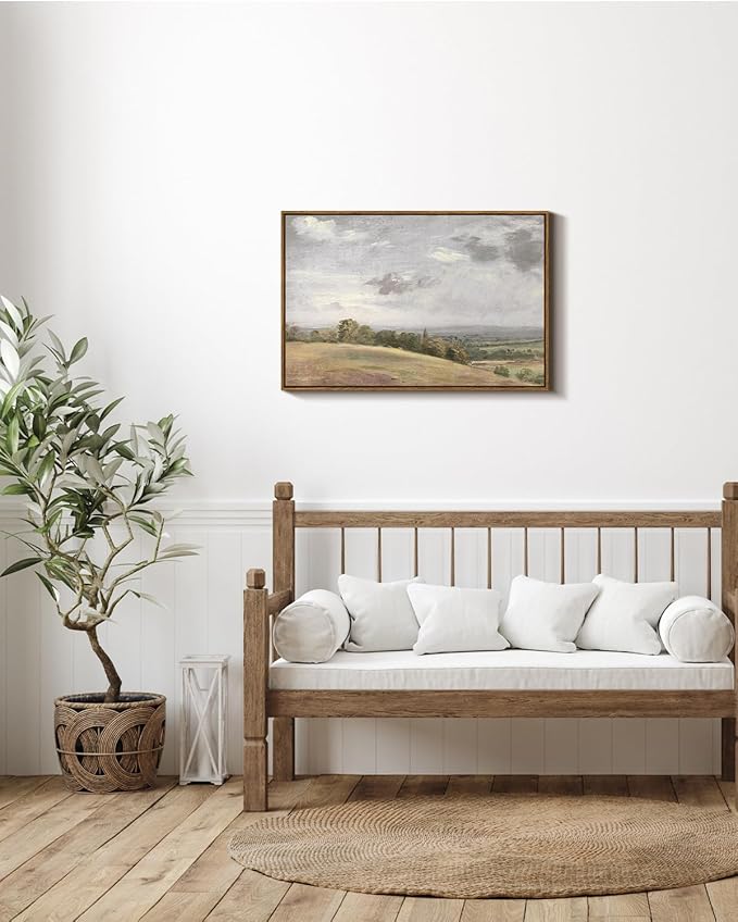 InSimSea Framed Canvas Wall Art Vintage Decor, Large Landscape Wall Art, Wild Field Painting, Rustic Modern Farmhouse Wall Decor for Living Room Bedroom, French Country Decorations, 20"x30"
