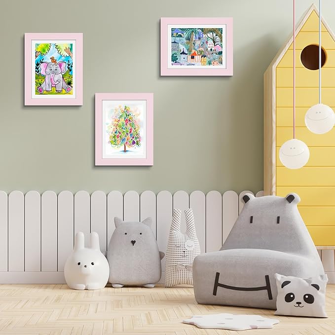 Golden State Art, 10x12.5 Kids Art Frames, Front-Opening Picture Frame Great for Kids Drawings, Artworks, Children Art Projects, Schoolwork, Home or Office (Light Pink, Set of 4)