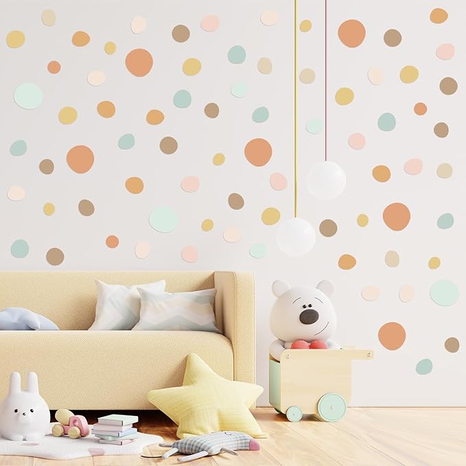 15 Sheet 300 Pcs Irregular Polka Dots Boho Wall Decal Terrazzo Playroom Bedroom Removable Modern Vinyl Boho Wall Stickers(Elegant Color)