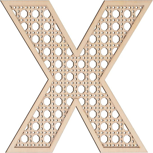 Large Boho Wooden Rattan Letters 12 inch for Nursery Decor Wood Letter X Wall Decors for Baby Girl Boy Bedroom Home Rustic Name Sign Birthday Wedding Decorative Letters