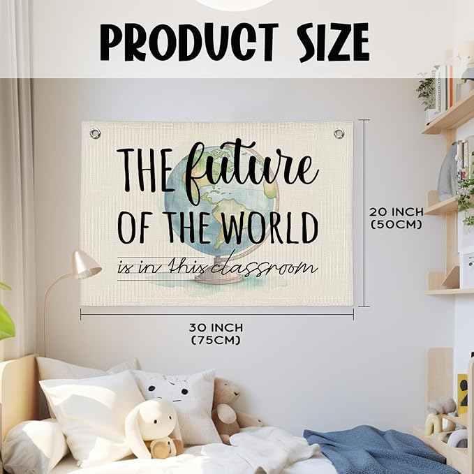Inspirational Wall Decor, Motivational Positive Banner Posters for Teachers, Linen Banner Flag Decor for Classroom School Kids Bedroom Playroom Nursery