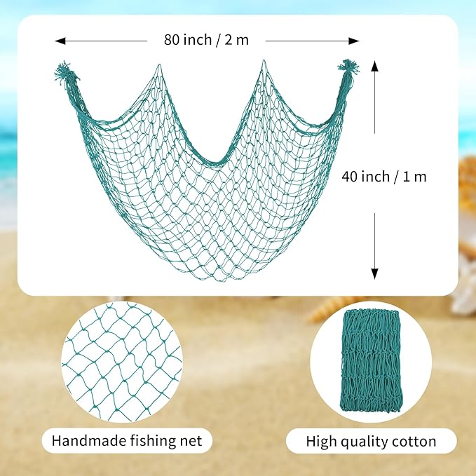 2 Pack Fish Net Decorations for Party