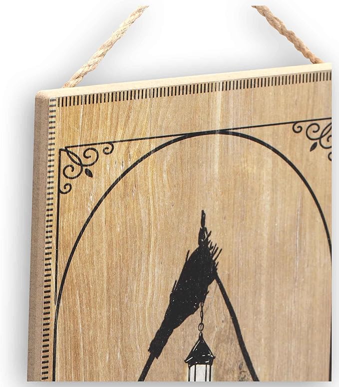 Harry Potter Hogsmeade Hanging Wood Wall Decor With Three Broomsticks Symbol - Fun Harry Potter Sign for Movie Room or Bedroom