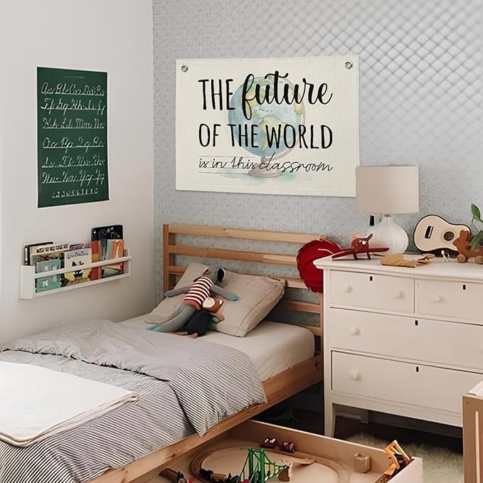Inspirational Wall Decor, Motivational Positive Banner Posters for Teachers, Linen Banner Flag Decor for Classroom School Kids Bedroom Playroom Nursery