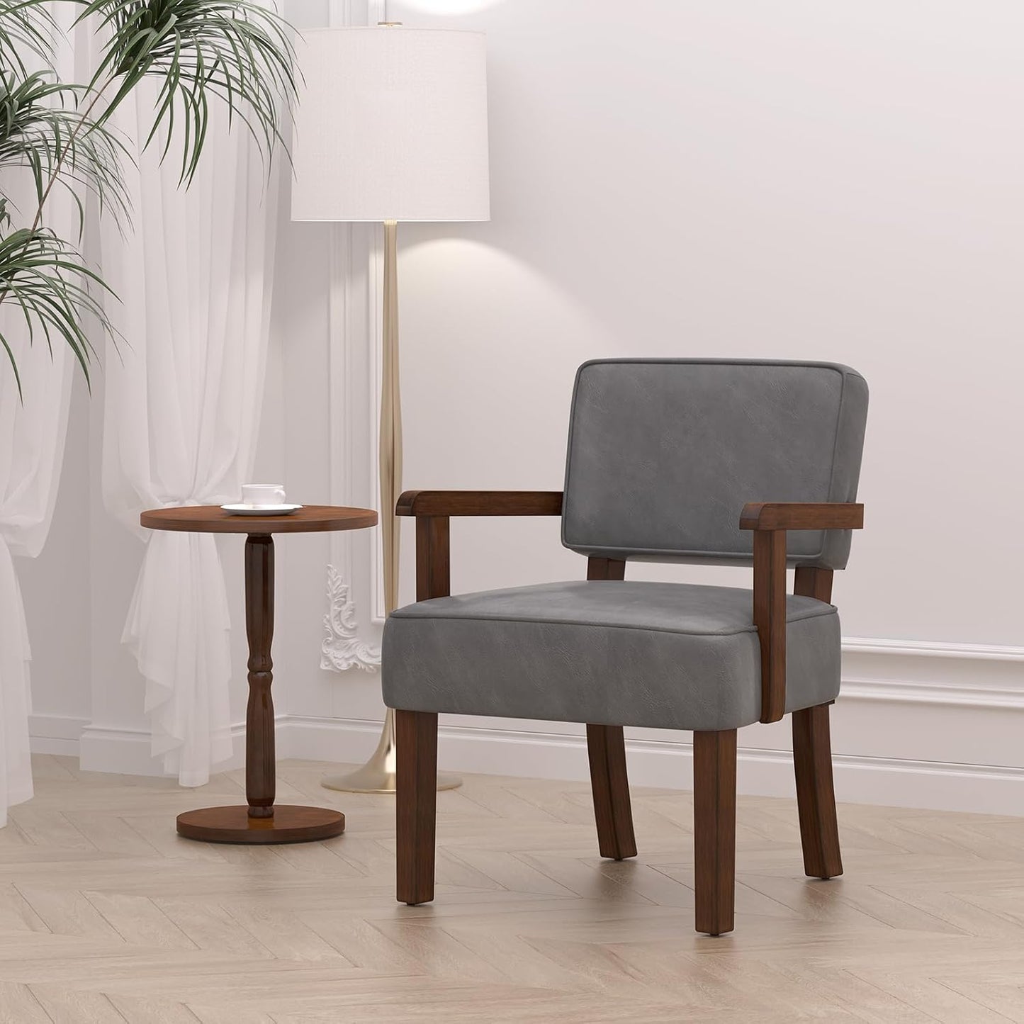 PU Leather Accent Chair, Oversized Living Room Chairs with Soft Seat and Armrests, Armchair for Bedroom, Dinning, Reading, Waiting Rooms