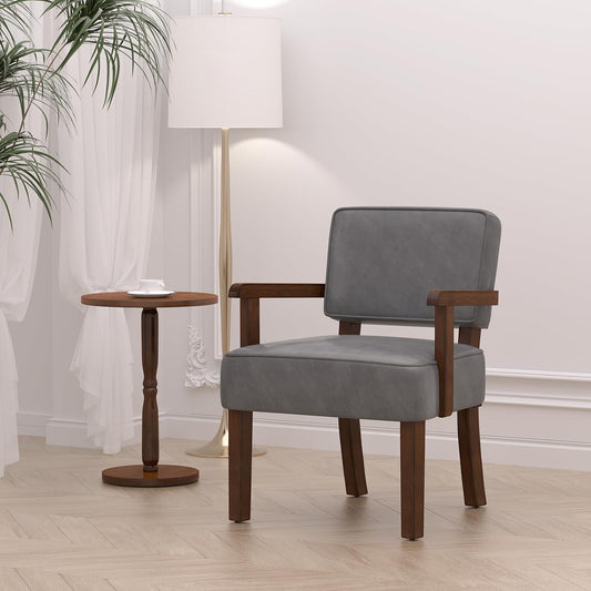 PU Leather Accent Chair, Oversized Living Room Chairs with Soft Seat and Armrests, Armchair for Bedroom, Dinning, Reading, Waiting Rooms