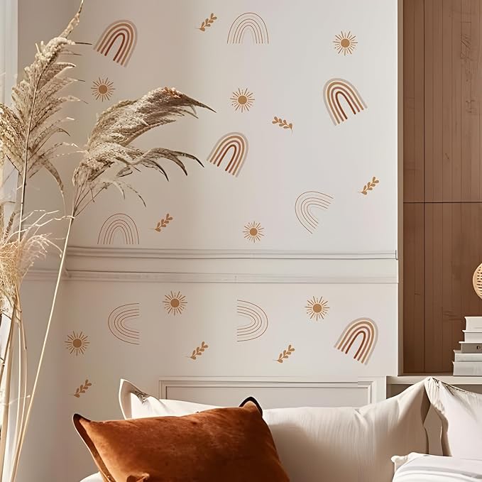 QUCHENG Boho Wall Stickers Girls Bedroom Removable Wall Decals Nursery Kids Room Decor Vinyl Murals DIY Cute Decorations 6 Sheets