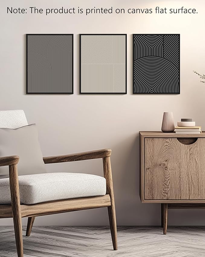 Drsoum Minimalist Abstract Wall Art Framed Modern Boho Neutral Line Wall Decor Mid Century Geometric Artwork Bedroom Living Room 11x14in Black Framed