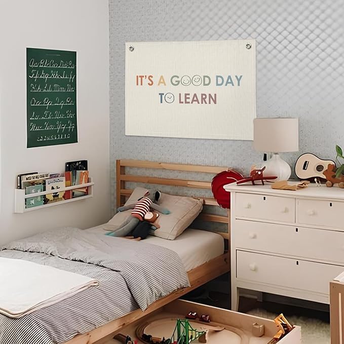 Classroom Decor Banner, Teacher Gifts, Cute Boho Neutral Classroom Must Haves Wall Decor, Inspirational Linen Canvas Banner Flag