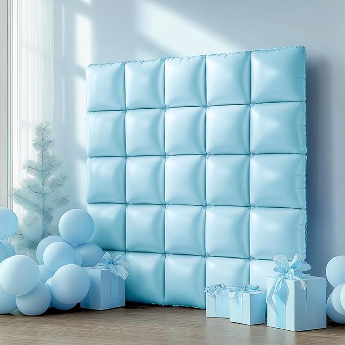 NISOCY 25PCS Blue Square Foil Balloons Wall Backdrop Double Sided Pastel Blue Balloons Arch Kit for Birthday Baby Bridal Shower Gender Reveal Easter Wedding Anniversary Party Decorations