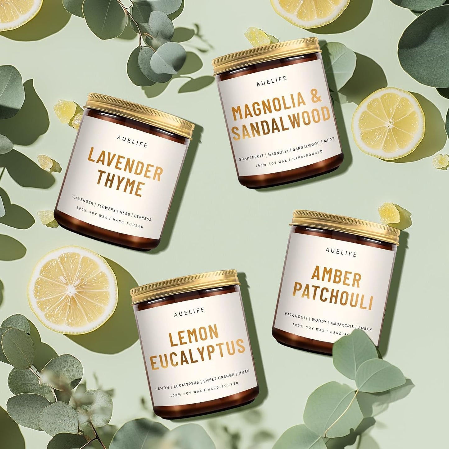 Scented Candles for Home - Lemon Eucalyptus Candle | Aromatherapy Candle Gift for Women & Men, Soy Candles for Home Scented - 7oz, Soy Wax