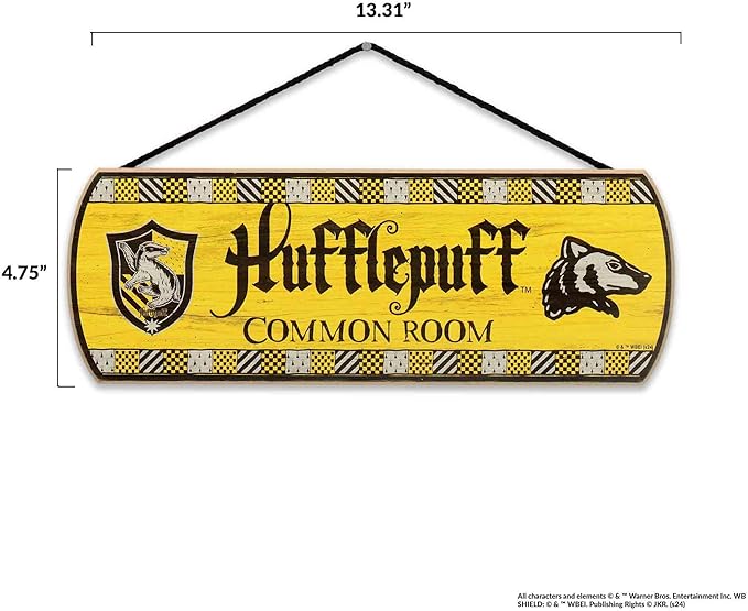 Harry Potter Hufflepuff Common Room Hanging Wood Wall Decor - Fun Hufflepuff Sign for Teen Bedroom or Movie Room