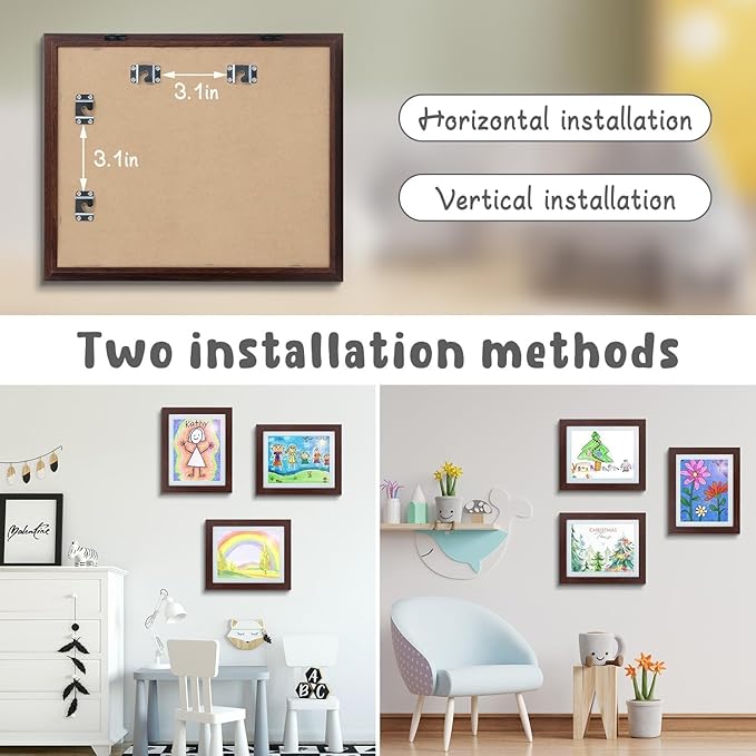 Golden State Art, 10x12.5 Kids Art Frames, Front-Opening Picture Frame Great for Kids Drawings, Artworks, Children Art Projects, Schoolwork, Home or Office (Walnut Set of 2)