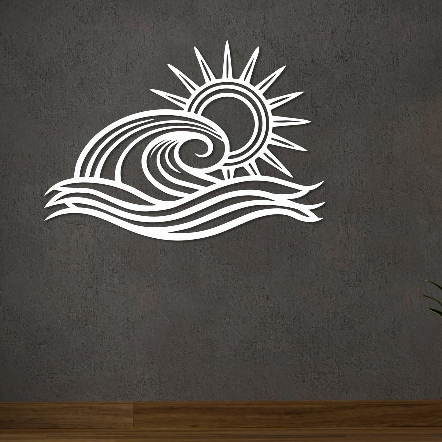 Wita Home Ocean Wave Metal Wall Art, Sun Beach Decor, Coastal Large Wall Sculpture for Home, Indoor/Outdoor Use, Nautical Wall Hanging, Eye-Catching Addition to Living Room (Gold, 18 x 11 inches)