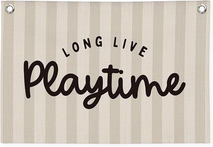 Playroom Decor, Long Live Playtime Linen Canvas Banner – Wall Hanging for Kids Room, Nursery and Toddler Room – Inspirational Decor for Kids Bedroom 30x20 Inch