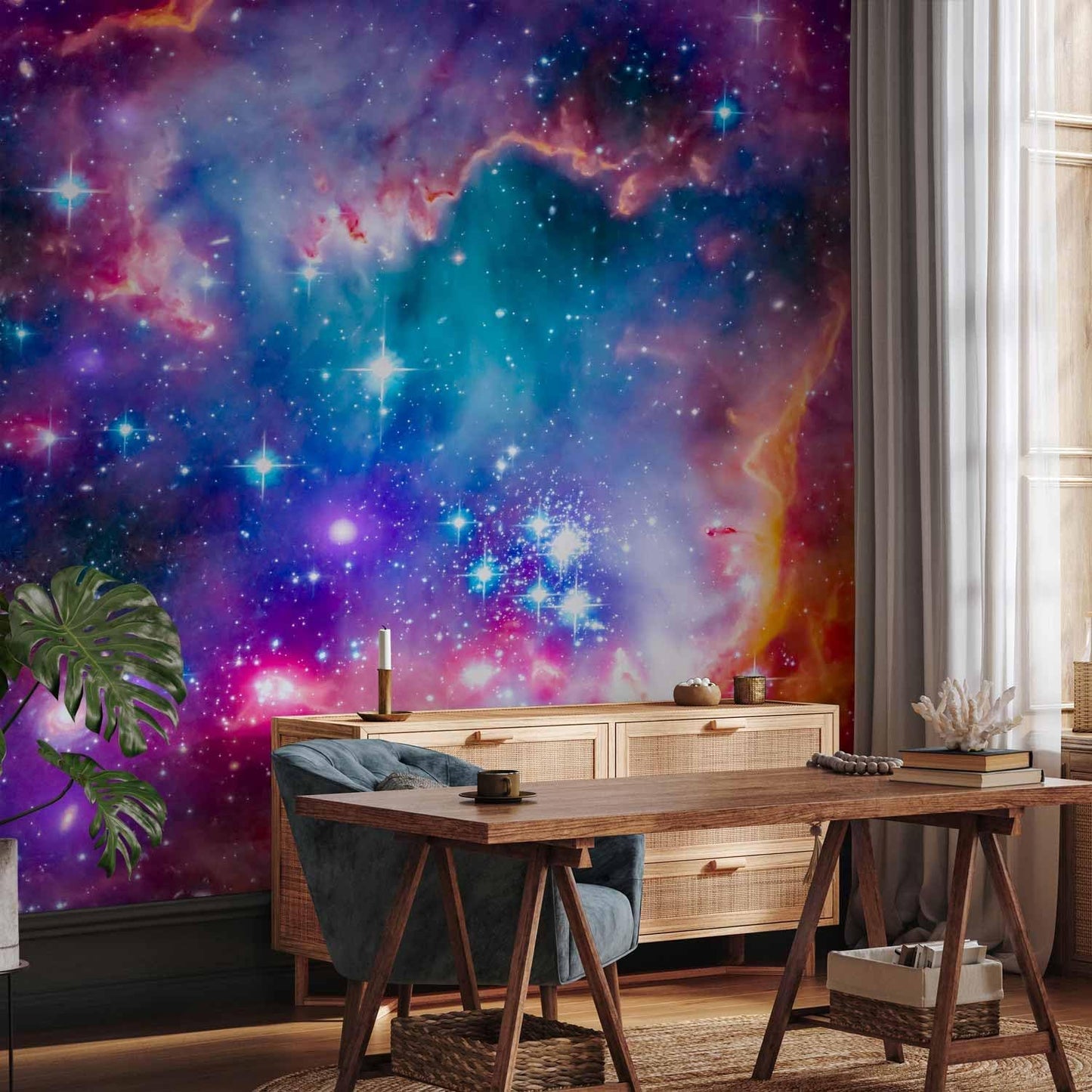 artgeist Wall Mural Abstract 154x110 in - Peel and Stick Self-Adhesive Wallpaper Removable Large Sticker Foil Wall Decor Print Picture Image Design Abstract Cosmos Sky Star i-G-10010-a-a