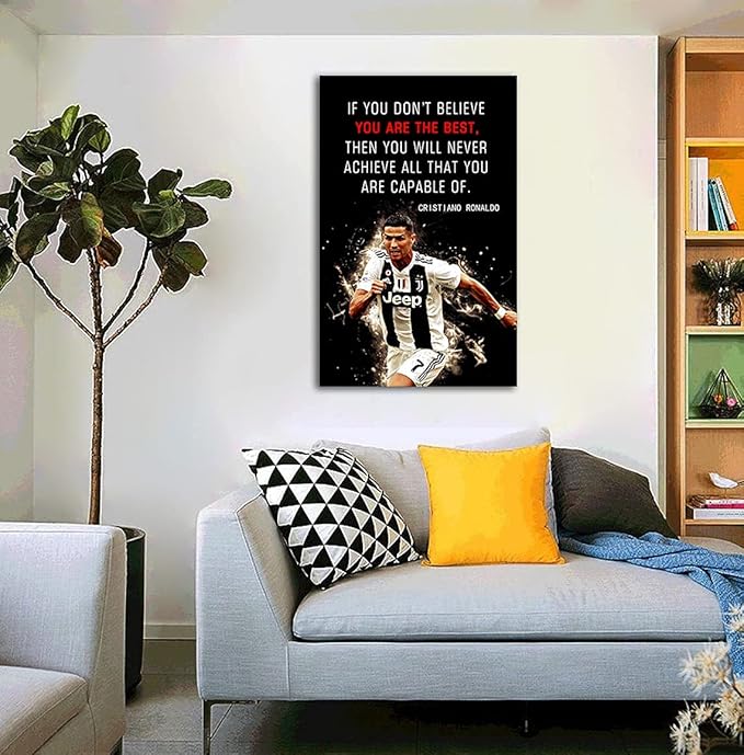 AMART SUN Football Sports Decor • Superstar Quote Poster Inspirational Canvas Wall Art • Motivational Artwork Modern Home Decor For Home,Office,Gym,Classroom Wall Decor Framed Ready to Hang