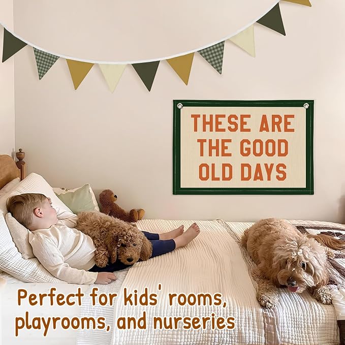 Lacama Nursery Wall Decor Sage Green Pennant Banner Flags, Toddler Boy Room Decor，Retro Green Checkered Garland Triangle Banners,Toddler Boy Room Decor, Bunting Flags for Shower Birthday Party