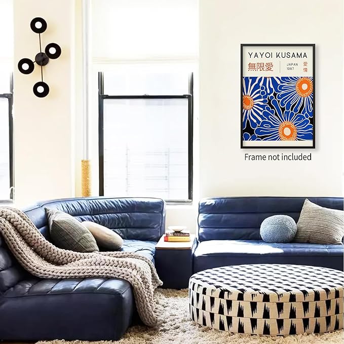 Yayoi Kusama Print Vintage Japanese Wall Art Abstract Yayoi Kusama Poster Minimalist Painting Art Exhibition Suitable for Japanese Bedroom,Living Room Office Decor 12x16in Unframed