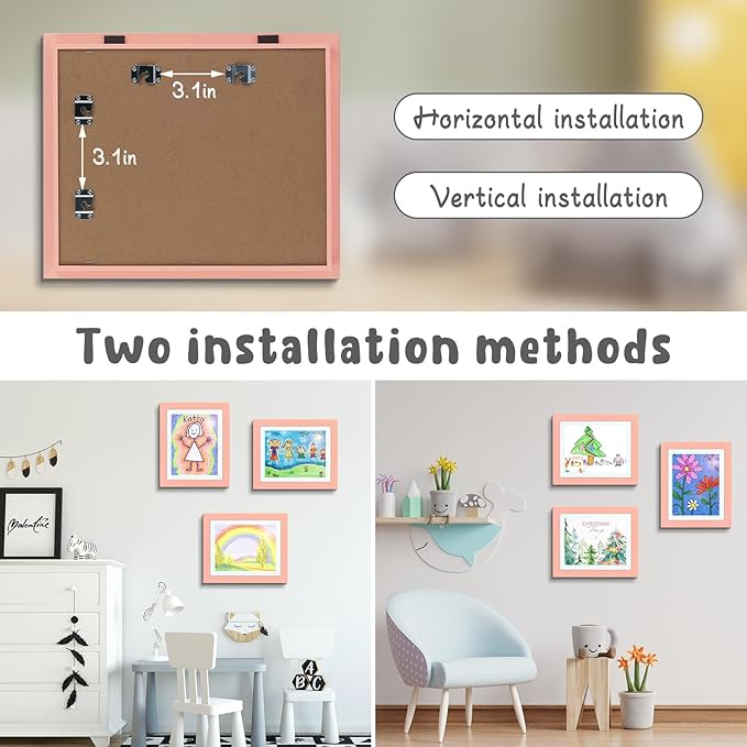 Golden State Art, 10x12.5 Kids Art Frames, Front-Opening Picture Frame Great for Kids Drawings, Artworks, Children Art Projects, Schoolwork, Home or Office (Pink, Set of 8)