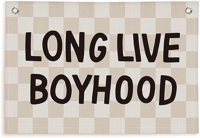 Lacama Long Live Boyhood Boys Room Decor, Boy Nursery Decor, Canvas Banner Wall Hanging Banner Flag Decor for Nursery Playroom Toddler Room, Boys Kids Rooms Decor 30x20 Inch