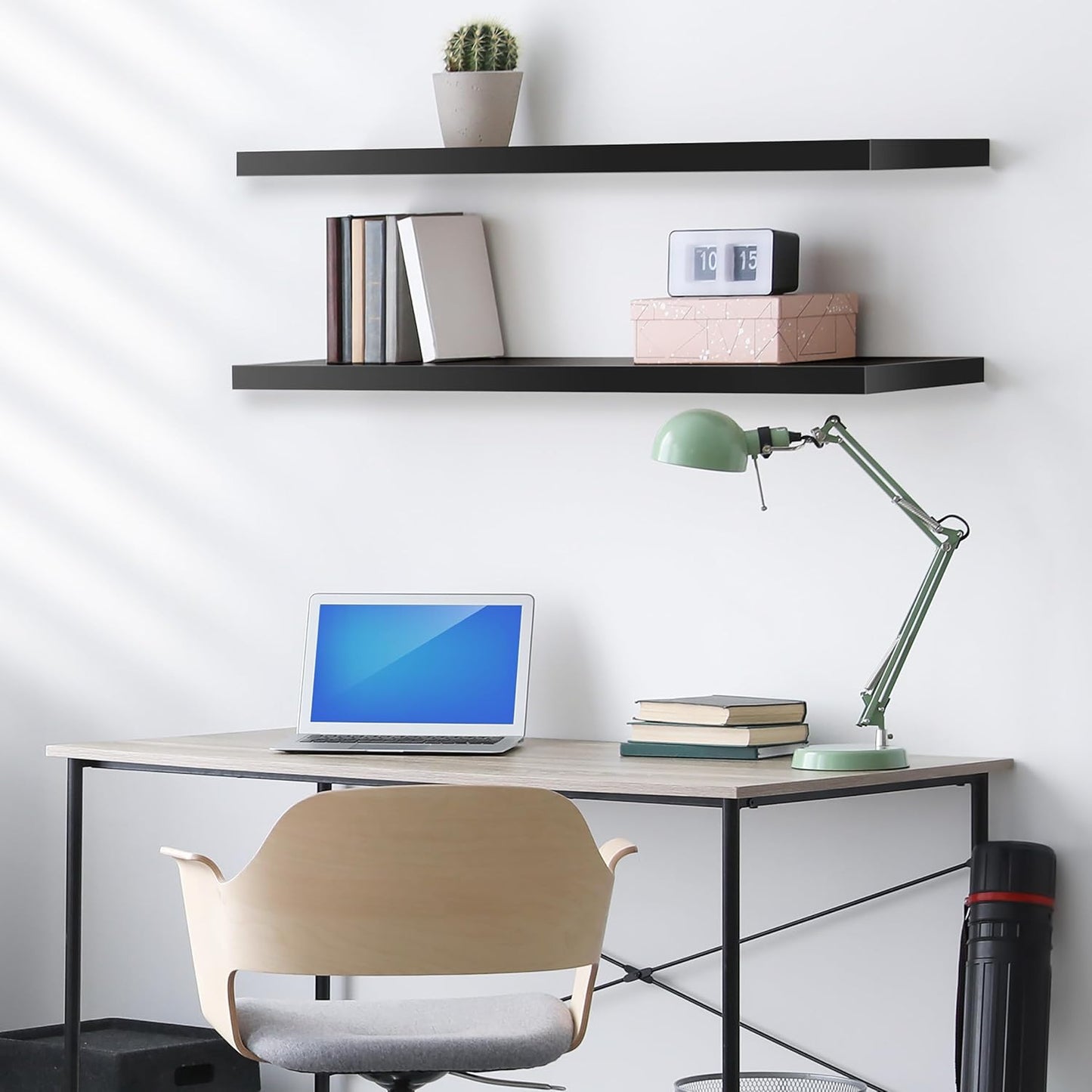 Sorbus Floating Shelves for Wall - 48 Inch Long Bathroom Shelves, Wall Decor for Bedroom, Kitchen, Living Room & Book Storage - Mounted Floating Shelf with Invisible Brackets (Black, 2 Pack)