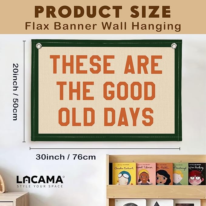 Lacama These Are The Good Old Days Canvas Banner Trendy Retro Nostalgic Inspirational Banner for Boys Girl Room Decor 30x20 Inch