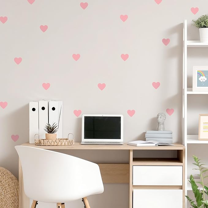 Pink Hearts - Easy-to-Apply & Removable Wall Stickers: Transform Your Toddlers Bedroom with Durable, Vibrant Peel-and-Stick Wall Decor – Stickers for Kids