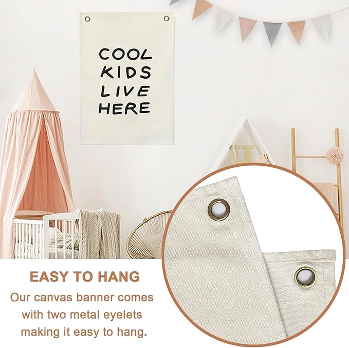 Canvas Banner Hanging Flag Banner for Nursery and Playroom Wall Décor for Kids Trendy Room Décor for Boys and Girls (Blank-vertical)