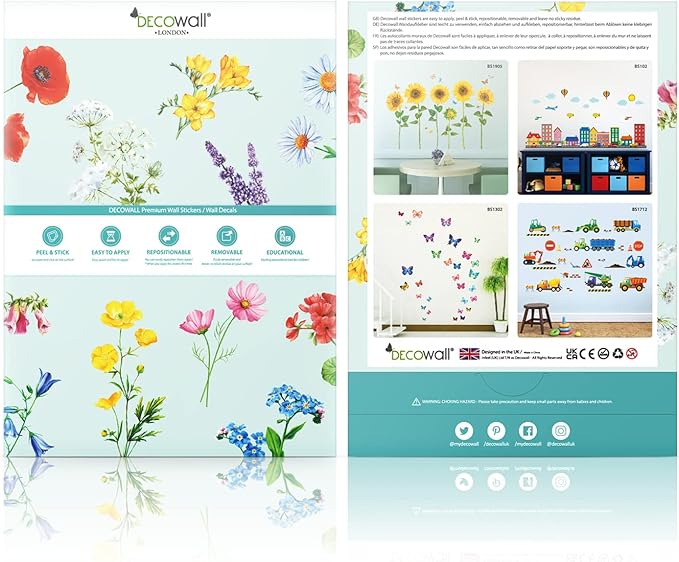 DECOWALL DS-8044 Animal Alphabet Numbers Colour Decals Stickers Kids Peel and Stick Removable for Room décor Letters ABC Classroom playroom Decorations Educational Bedroom Nursery