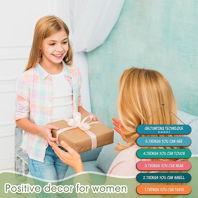 MJSXY Positive Affirmations Wall Decor,Wooden Hanging Wall Pediments,Inspirational Quotes for Mental Health, Self-Love Gifts for Women,Therapy Office Decor for Counselors,Classroom