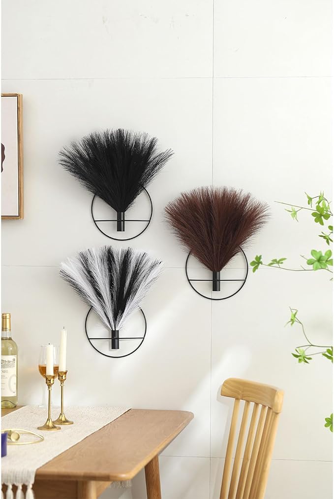 Pretty Jolly Boho Wall Decor Pampas, Wall-Mounted Metal Wall Art, Hanging Artificial Plant, Wall Decor for Living Room, Bedroom, Bathroom, Office, Dorm, Modern wall Decor,2 Pack