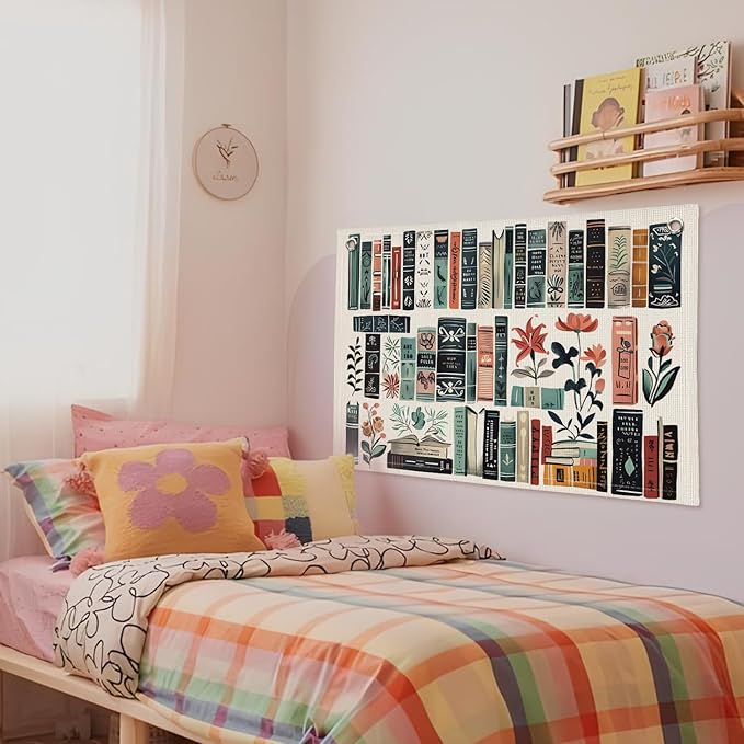 Reading Nook Book Club Decor, Vintage Book Linen Banner Wall Hanging Canvas Flag, Home Library Decor, Reading Room Decor, Retro Wall Art