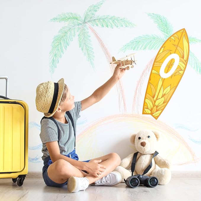 5 Pcs 28" Tall Summer Aloha Surfboard Cut Outs Accents Set Paper Beach Signs Cutouts Wall Decor for Hawaii Tropical Pool Surf Party Bulletin Board Decorations