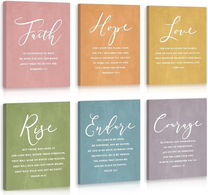 CHDITB Scripture Religious Wall Decor, Faith Poster,Christian Home Artwork, Bible Verses Art Print Set Of 6(12x16 Inches) Christian Wall Art For Prayer College Dorm Room Decoration