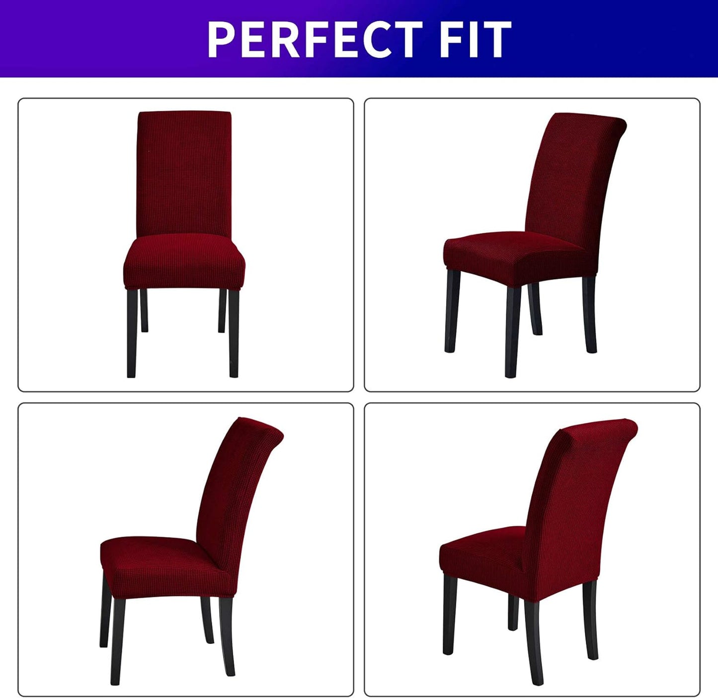 Howhic Stretch Chair Covers for Dining Room Set of 8, Removable Washable Dining Room Chair Covers, Dining Chair Slipcovers Seat Protector, Great Decor for Home and Banquet (Red Dahlia, 8 Pack)