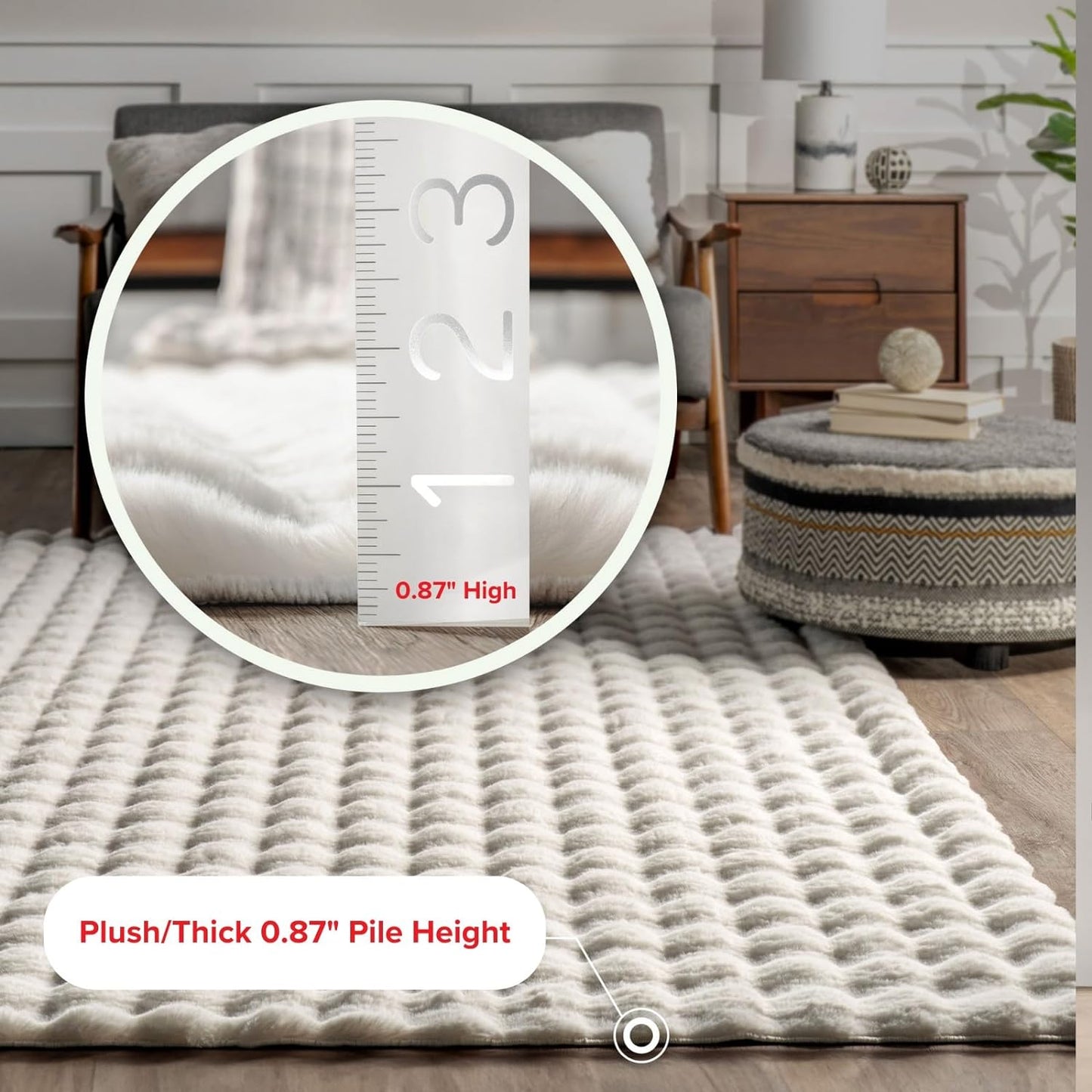nuLOOM 3'9" x 6' Cozy Plush SuperiorWash Area Rug, Machine Washable, Non-Slip, Soft Fluffy Shag Carpet for Living Room Bedroom Kids Room Nursery Home Decor, Jeni White