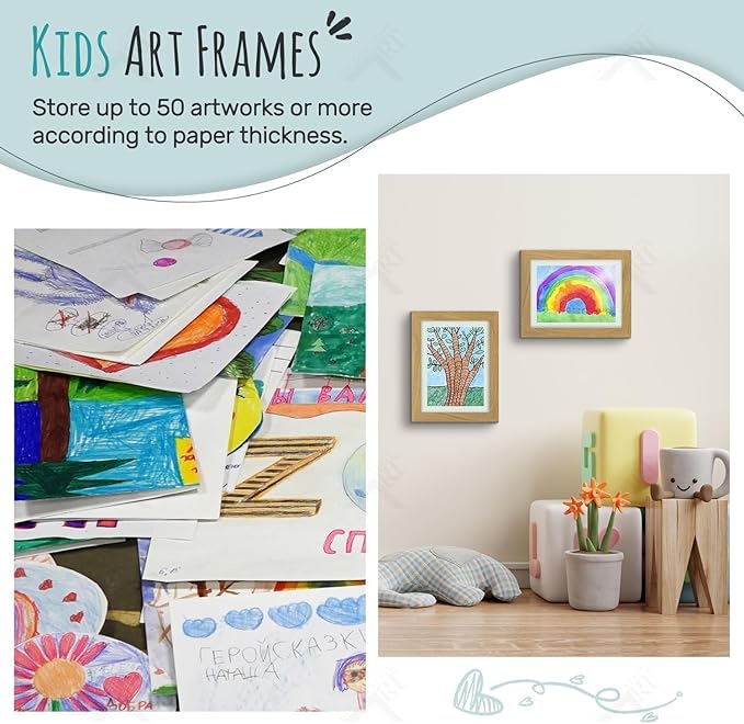 Golden State Art, 9x12 Kids Art Frames, Front-Opening Picture Frame Great for Kids Drawings, Artworks, Children Art Projects, Schoolwork, Home or Office (Brown, Set of 4)