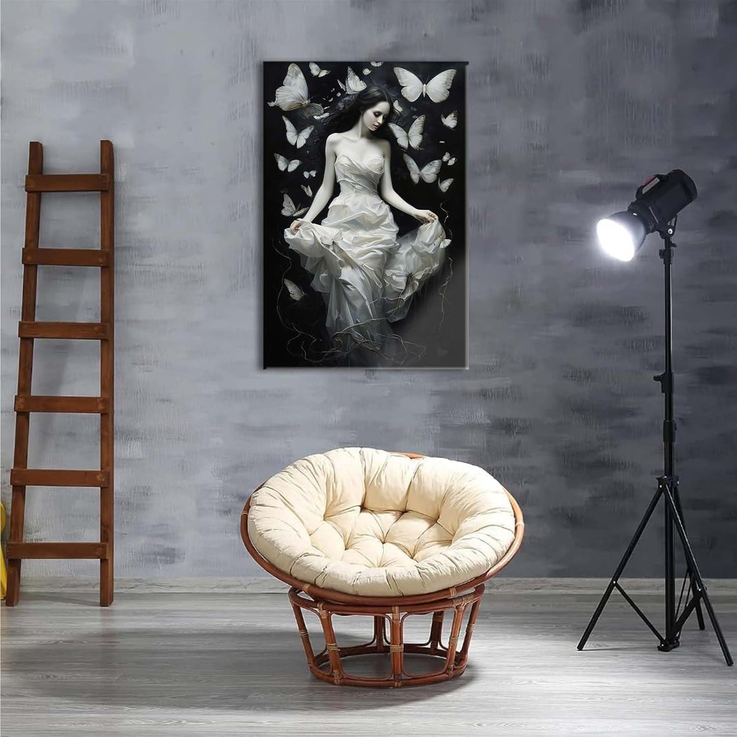 JFHCQJPK Vintage Gothic Feminine Canvas Wall Art Print Butterfly Poster Moody Preppy Wall Art Dark College Decor for Home Bedroom20x30in Frameless