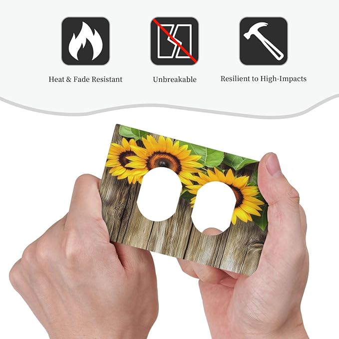 Outlet Covers Sunflowers Rustic Wood 1 Gang Duplex Light Switch Cover Decorative Switch Plates Electrical Receptacle Faceplate Wall Plate For Farmhouse Cabin Decor
