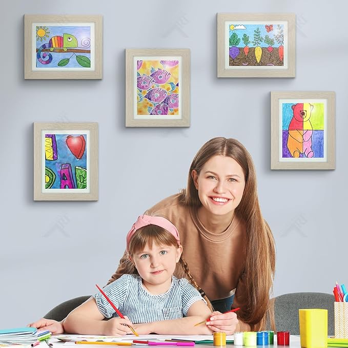 Golden State Art, 8.5x11 Kids Art Frames, Front-Opening Picture Frame Great for Kids Drawings, Artworks, Children Art Projects, Schoolwork, Home or Office (Grey, Set of 4)