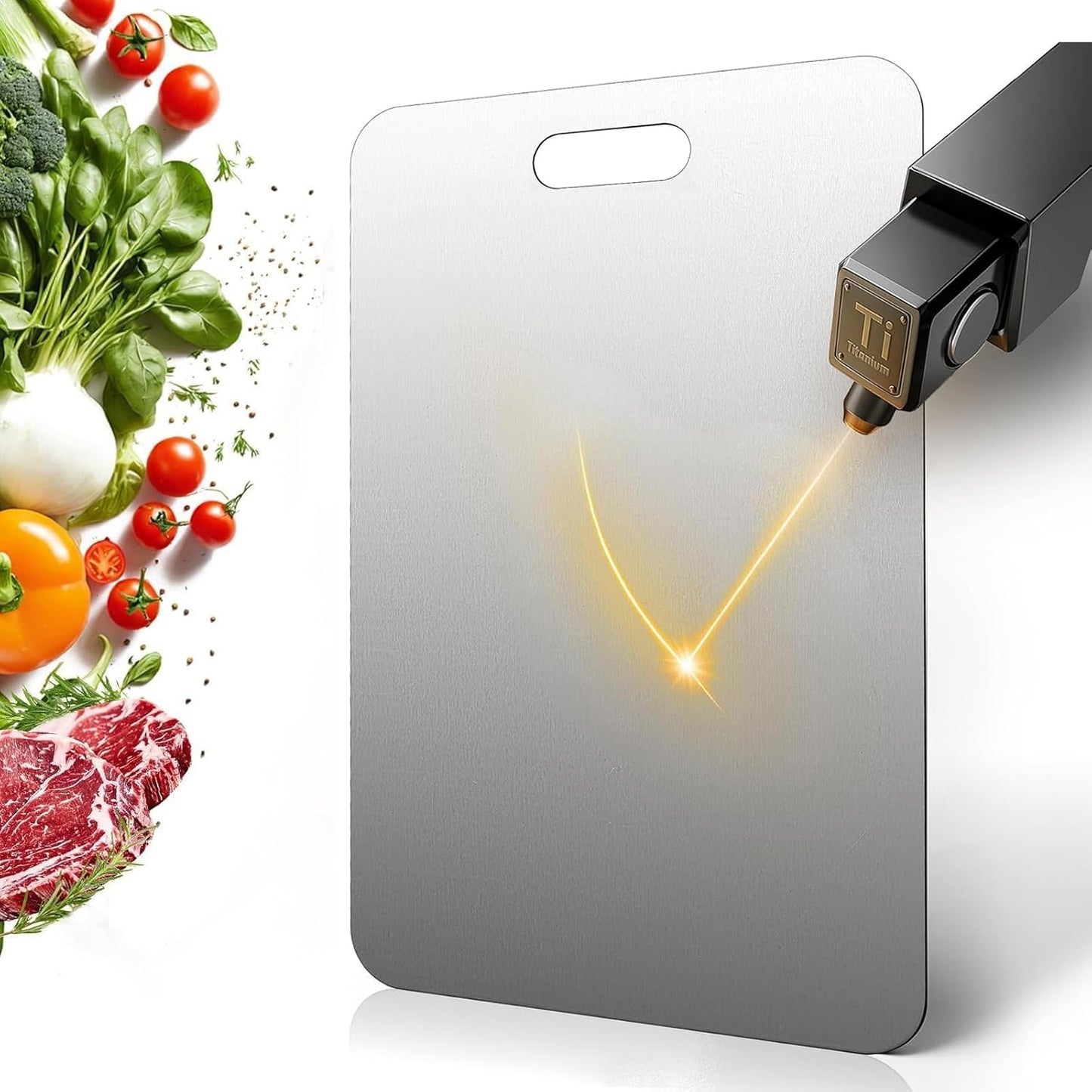 Katuchef Titanium Cutting Boards for Kitchen,Katu Chef Cutting Board,Double-Sided Food-Grade Pure Cut Titanium Chopping Board for Vegetables,FruitsAnd Meat(15.35IN*11.02IN)