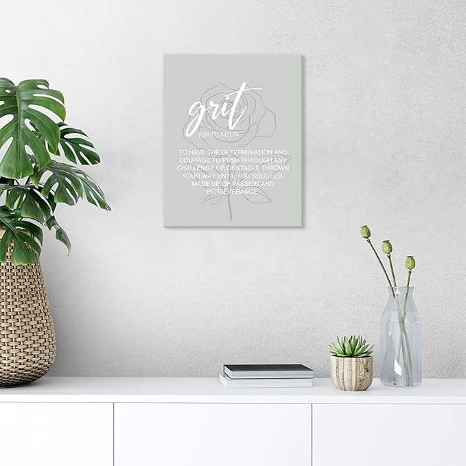 CHDITB Inspirational Framed Canvas Wall Art Set, Motivational Quotes Wall Decor, Botanical Flower Line Art, Positive Affirmation Poster, Minimalist uplifting Prints For Bedroom Office Decor 8”X10”x6