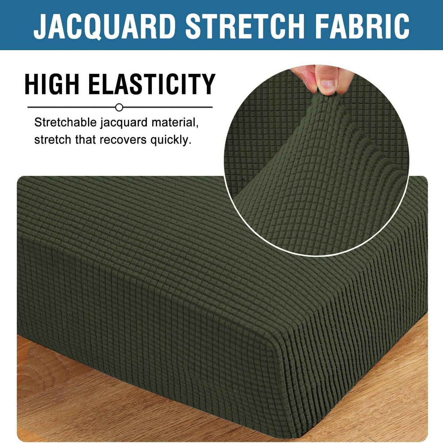 H.VERSAILTEX Super Stretch Individual Chaise Cover Sectional Couch Covers for L Shaped Sofa Both Left/Right Featuring Thick Jacquard Textured Twill Fabric (1 Piece Chaise Cover Large, Olive)