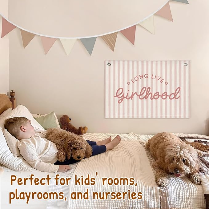 Lacama Nursery Decor Boho Pennant Banner Flags,Toddler Girl Room Decor, Boho Nursery Baby Girls Boys Banner Toddler Room Decor for Kids Bed Baby Shower Birthday Party