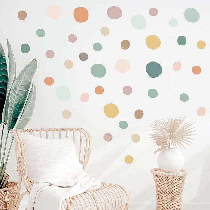 Epakh 296 Pcs Polka Dots Wall Decal Boho Rainbow Kids Playroom Wall Decor Gifts, Colorful Nursery Room Bedroom Classroom Watercolor Decal Art, Peel and Stick Modern Decor Sticker(Light Colors)