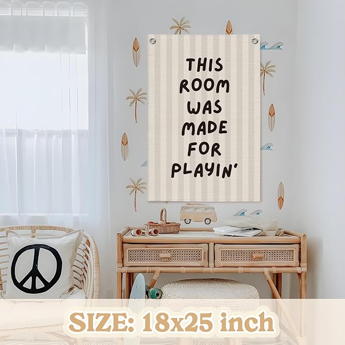 Playroom Decor Wall Banner,This Room Was Made For Playin,Playroom Sign Wall Hanging Banner Flag for Nursery,Playroom,Classroom, 18x25 Inch