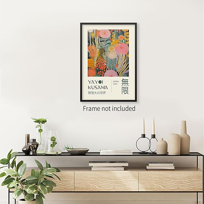 Abstract Yayoi Kusama Posters Japanese Wall Art Vintage Tokyo Aesthetic Prints Yayoi Kusama Inspired Japanese Gallery Wall Art for Stylish Room Bedroom Living Room Decor 12x16in Unframed