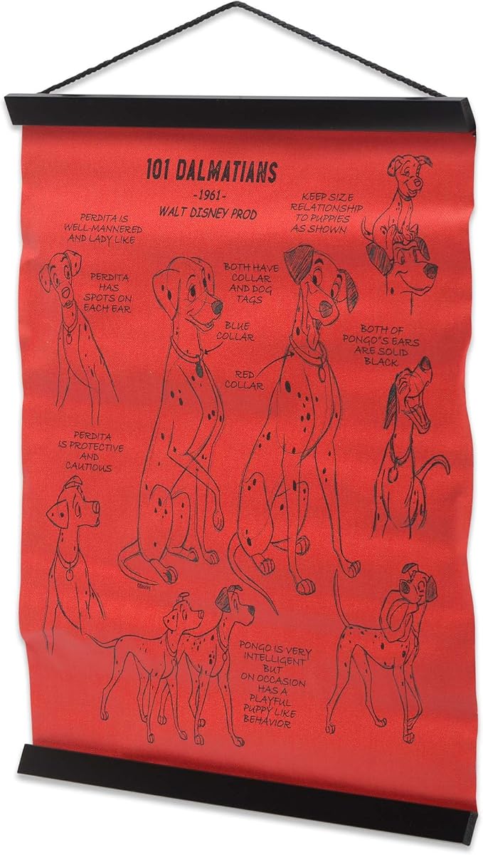 Open Road Brands Disney 101 Dalmatians Hanging Canvas Banner - Vintage 101 Dalmatians Wall Decor for Movie Room or Bedroom