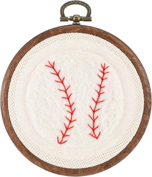 Chunful Felted Nursery Wall Decor Wall Art Decorative Artwork for Nursery Themes Bathroom Living Room Classroom Home Decoration (Baseball)